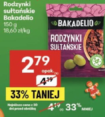 Rodzynki sułtańskie Bakadelio 150g promocja w Delikatesy Centrum