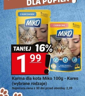 Karma dla kota Miko 100g - Kares (wybrane rodzaje) promocja w Hitpol
