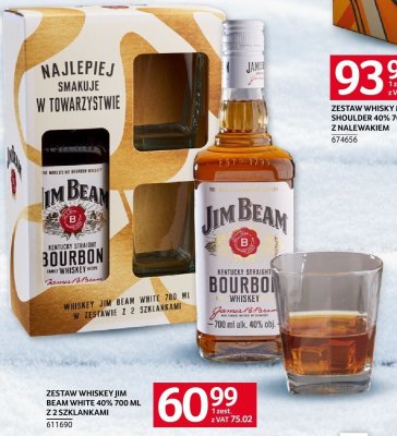 Zestaw whiskey Jim Beam White 40% 700 ml z 2 szklankami promocja w Selgros