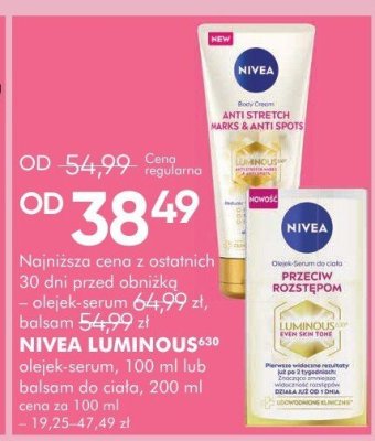NIVEA LUMINOUS630 olejek-serum lub balsam do ciała promocja w Super-Pharm
