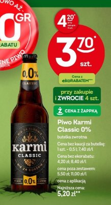 Piwo Karmi Classic 0% butelka zwrotna promocja w Żabka