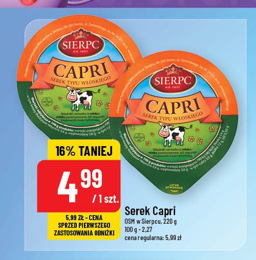 Serek typu włoskiego capri Sierpc promocja w POLOmarket