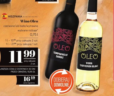 Wino Oleo czerwone lub białe/wytrawne promocja w POLOmarket