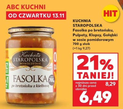 Fasolka po bretońsku/Pulpety/Klopsy/Gołąbki w sosie pomidorowym Kuchnia Staropolska 700g promocja w Kaufland