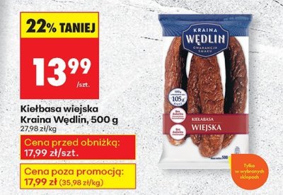 Kiełbasa wiejska Kraina Wędlin 500 g promocja w Biedronka