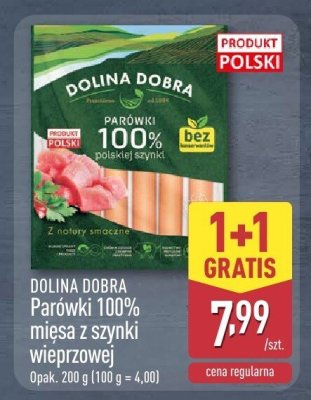 Parówki 100% mięsa z szynki wieprzowej 1+1 gratis promocja w Aldi