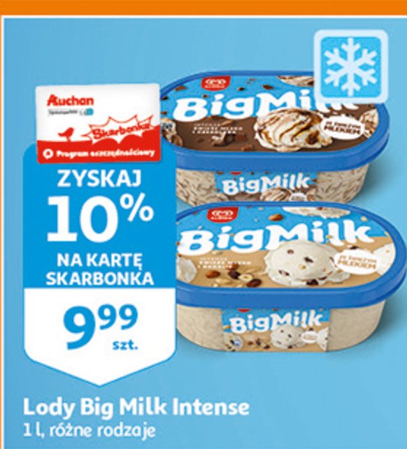 Lody świeże mleko i bakalie intense Algida big milk promocja