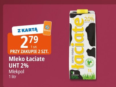 Mleko Łaciate UHT 2% Mlekpol promocja w Leclerc