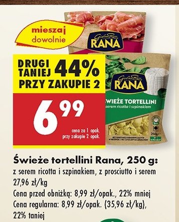 Pierożki tortellini z serem ricotta i szpinakiem Giovanni rana promocja w Biedronka