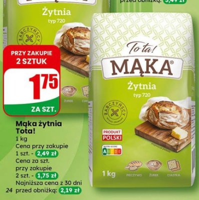 Mąka żytnia Tołał promocja w Dino