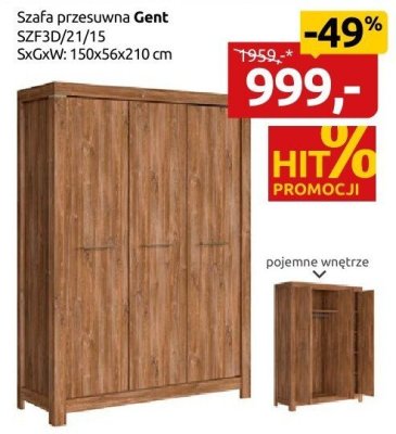 Szafa przesuwna Gent SZFZD/21/15, 150x56x210 cm promocja w Black Red White