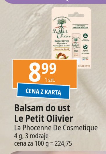 Balsam do ust shea butter Le petit olivier promocja w Leclerc