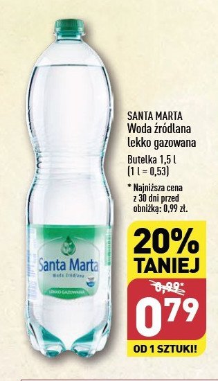 Woda lekko gazowana Santa marta promocja