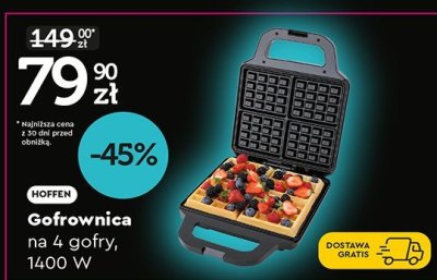 Gofrownica na 4 gofry, 1400 W promocja w Biedronka