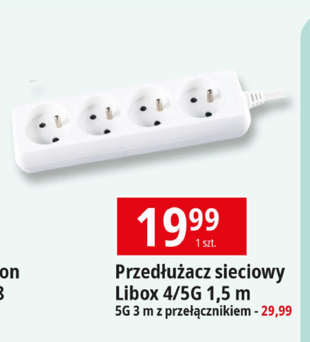 Przedłużacz 4 gniazda 1.5 m Libox promocja