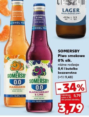 Piwo Somersby 0% alk. różne rodzaje 0,4 l butelka bezzwrotna promocja w Kaufland