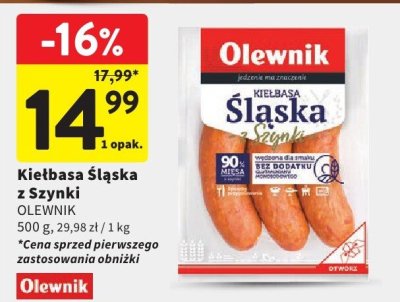 Kiełbasa Śląska z Szynki Olewnik promocja w Intermarche