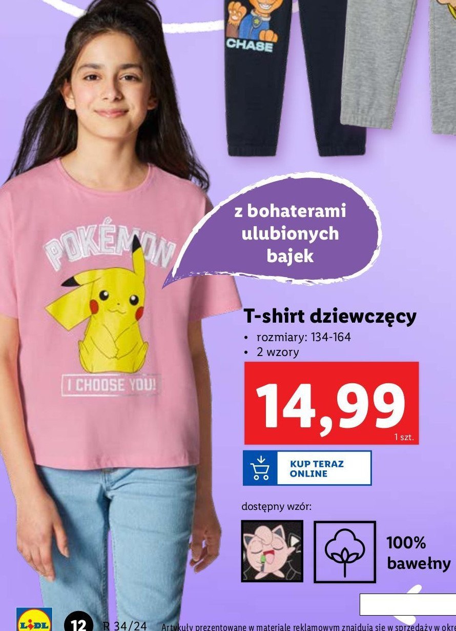 T-shirt dziewczęcy rozm. 134-164 cm promocja