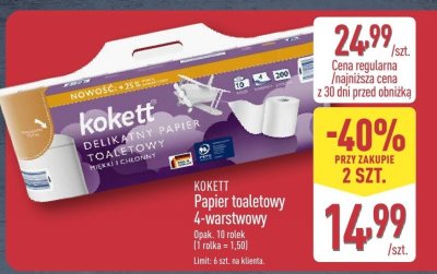 Papier toaletowy KOKETT 4-warstwowy 10 rolek promocja w Aldi