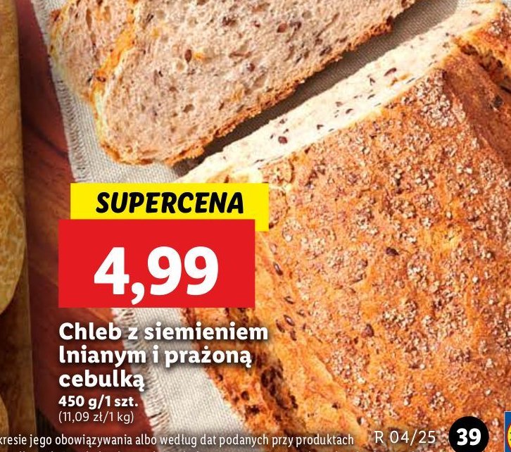 Chleb z siemieniem lnianym i prażoną cebulką promocja w Lidl