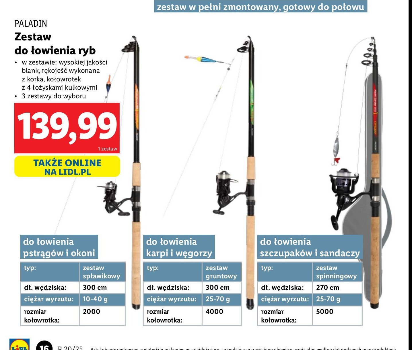 Zestaw do łowienia pstragów i okoni PALADIN promocja w Lidl
