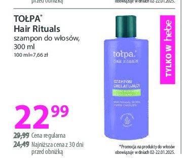 Szampon chelatujący Tołpa hair rituals promocja w Hebe