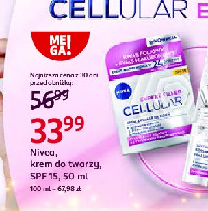 Krem anti-age na dzień bakuchiol + kwas hialuronowy Nivea expert lift cellular promocja