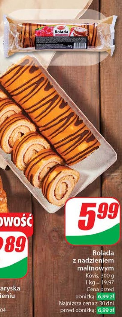 Rolada z kremem malinowym Kavis promocja w Dino