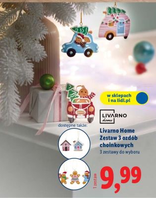 Zestaw 3 ozdób choinkowych Livarno Home promocja w Lidl