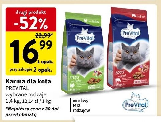 Karma dla kota z indykiem sterile Prevital promocja