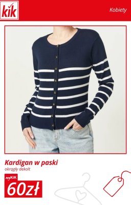 Kardigan w paski okrągły dekolt promocja w KiK