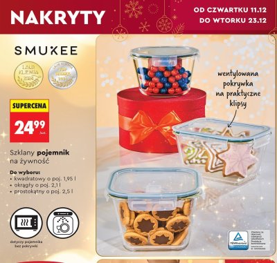 Szklany pojemnik na żywność SMUKEE promocja w Biedronka