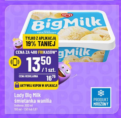 Lody śmietankowo-waniliowe Algida big milk promocja