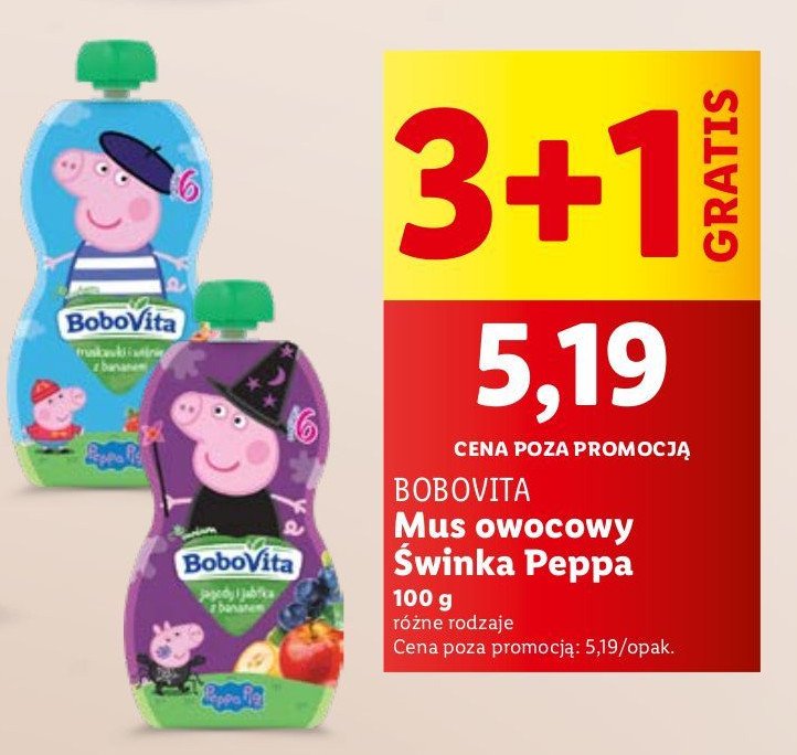 Mus jagody i jabłka z bananem peppa pig Bobovita promocja