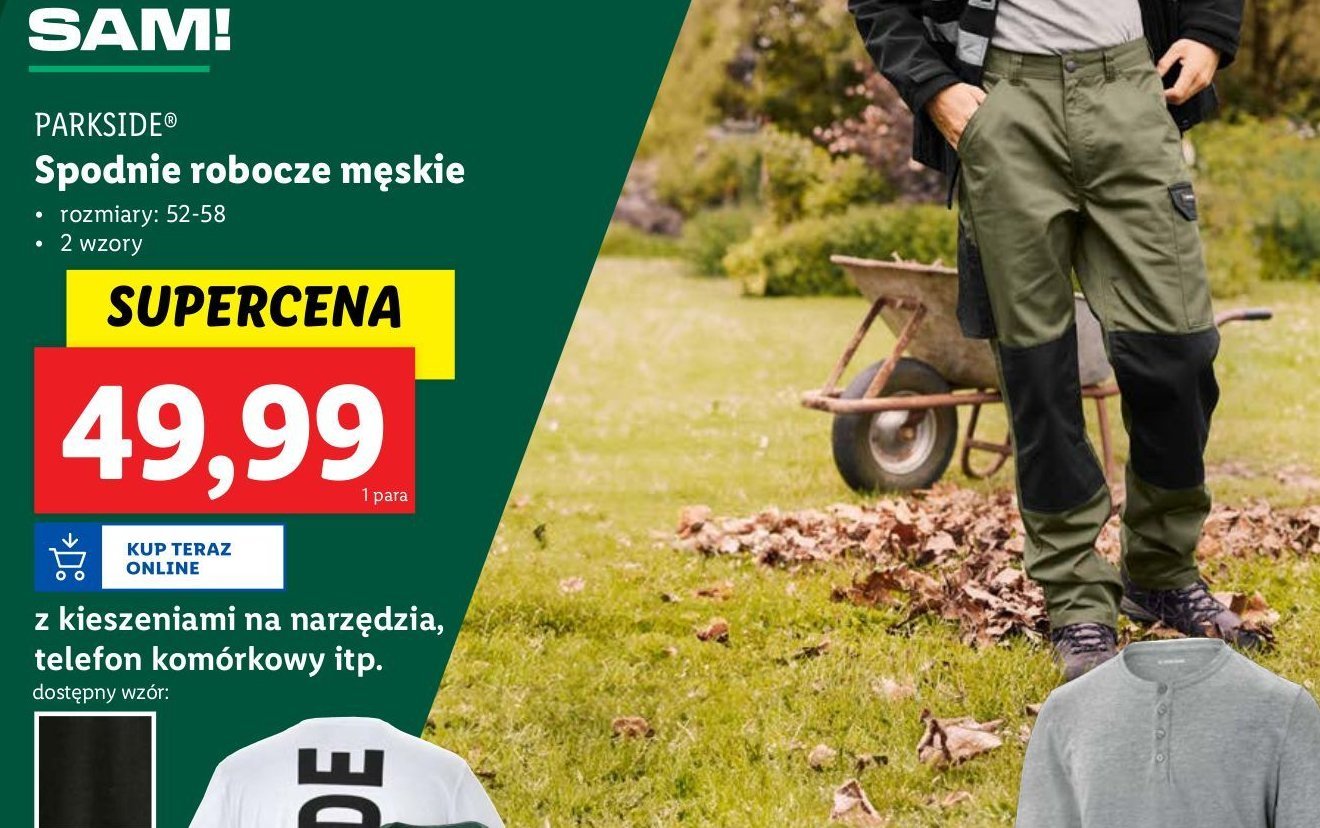 Spodnie robocze męskie 52-58 Parkside promocja