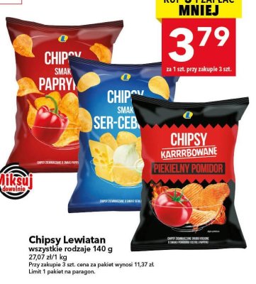 Chipsy Lewiatan karbowane piekielny pomidor 140 g promocja w LEWIATAN