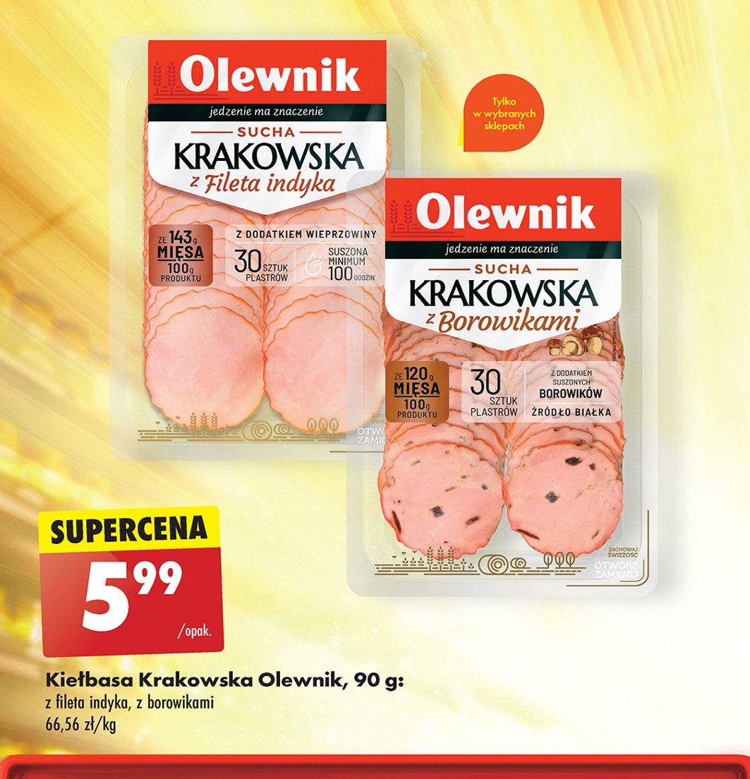 Kiełbasa krakowska z borowikami Olewnik promocja