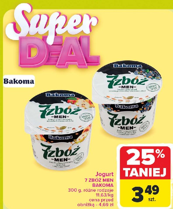 Jogurt ze śliwkami i ziarnami zbóż Bakoma 7 zbóż promocja