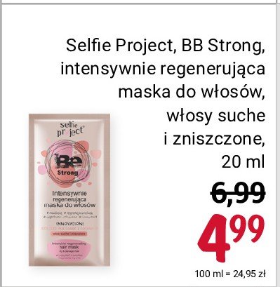 Maska do włosów intensywnie regenerująca bb strong Selfie project promocja