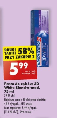 Pasta do zębów classic fresh Blend-a-med 3d white promocja
