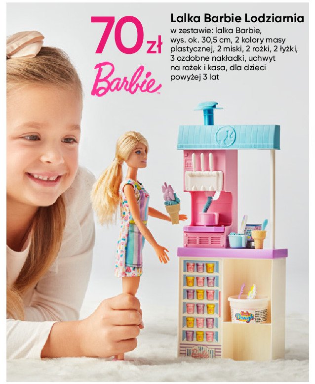 Lalka barbie + lodziarnia Mattel promocja