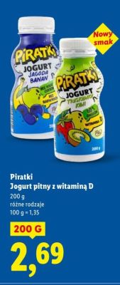 Jogurt Piratki pitny z witaminą D promocja w Lidl