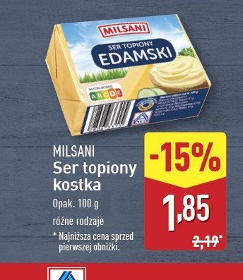 Ser topiony edamski Milsani promocja w Aldi