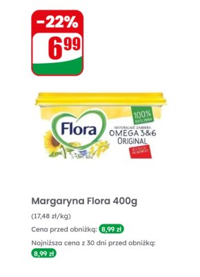 Margaryna Flora OMEGA 3&6 Original 400g promocja w Dino