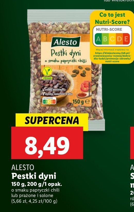 Pestki dyni o smaku papryczki chili Alesto promocja w Lidl