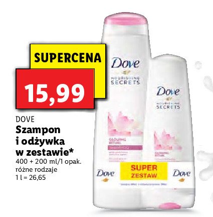Zestaw glowing ritual szampon 400 ml + odżywka 200 ml Dove nourishing secrets promocja