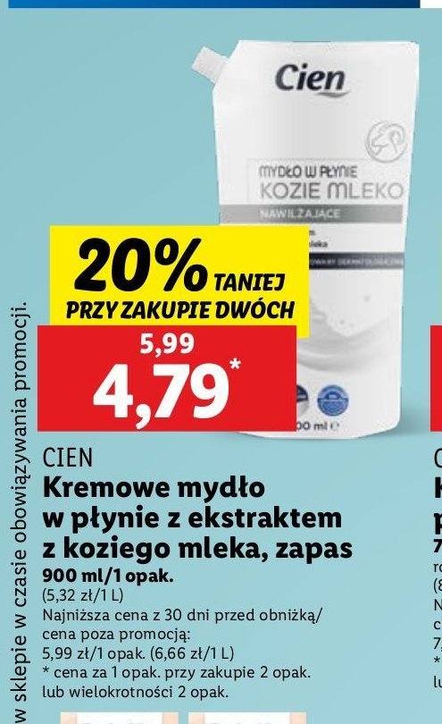 Mydło w płynie kozie mleko Cien promocja