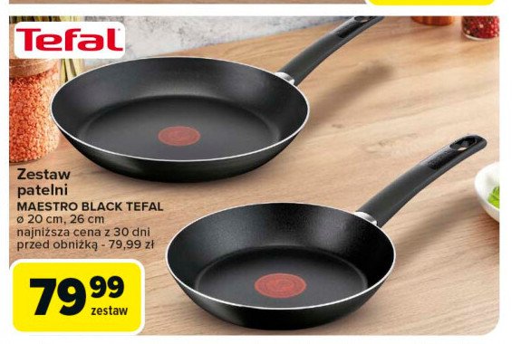 Komplet patelni maestro black 20 + 26 cm Tefal promocja w Carrefour