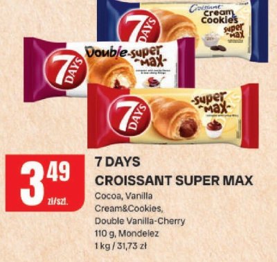 Croissant Super Max 7 Days Cocoa, Vanilla Cream&Cookies, Double Vanilla-Cherry promocja w Chorten