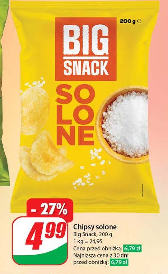 Chipsy solone Big snack promocja w Dino